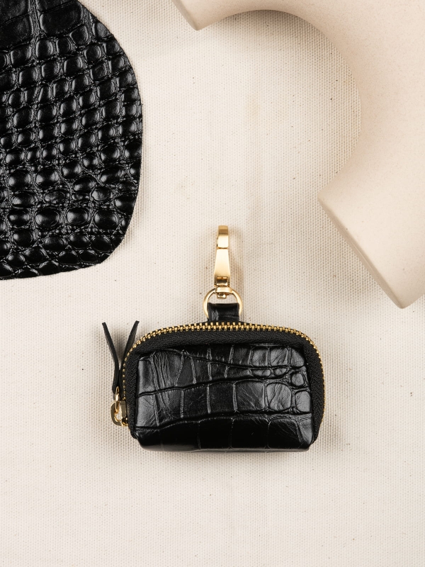 Mini saszetka czarna skórzana croco.JPG