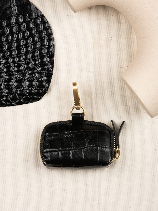 Mini saszetka skórzana croco czarna.JPG