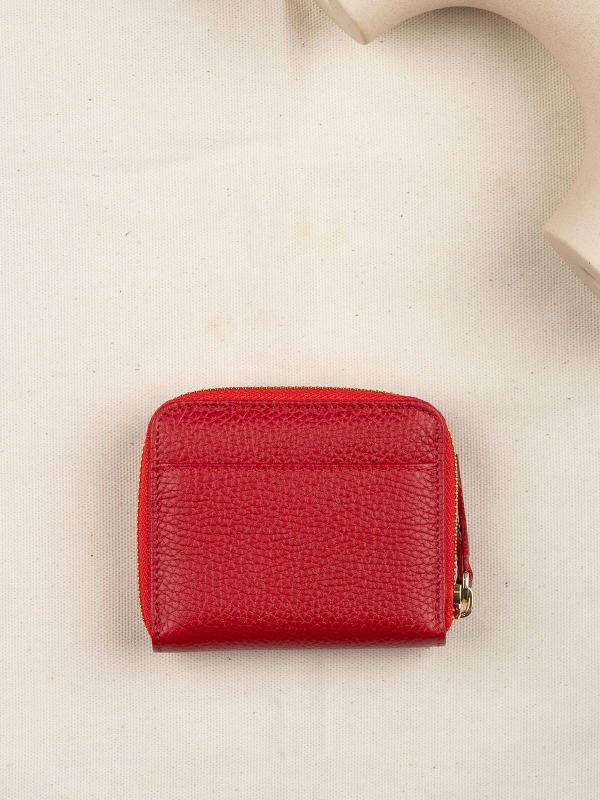 DIANA czerwony damski portfel czerwony skórzany groszek.JPG