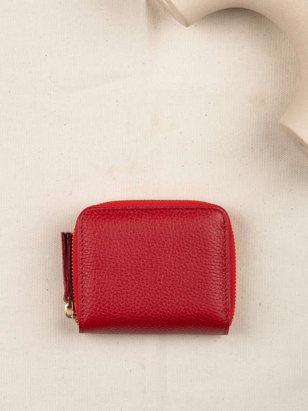 DIANA czerwony damski portfel skórzany groszek czerwony.JPG