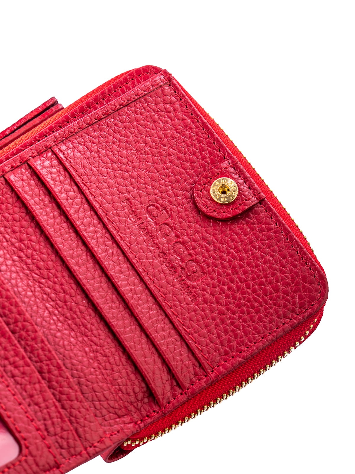 DIANA damski portfel skórzany groszek czerwony.JPG