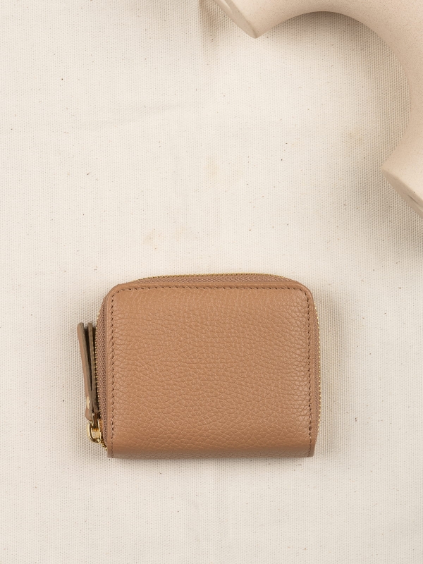 DIANA damski portfel skórzany beż groszek.JPG