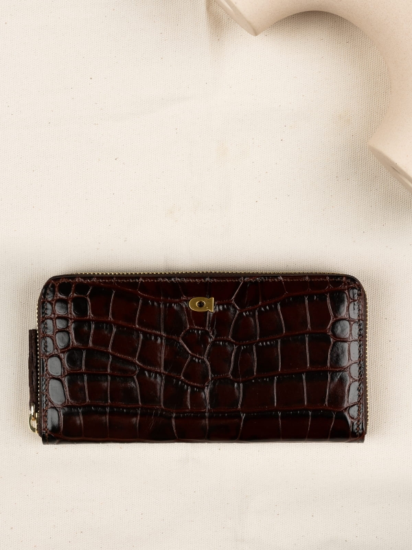 MADISON brązowy croco skórzany portfel damski.JPG