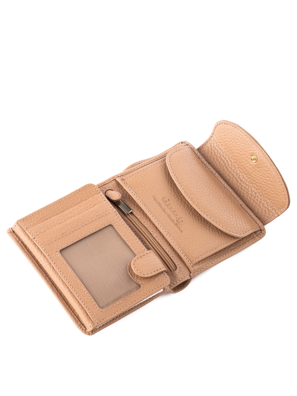 MELANIE beżowy groszek skórzany portfel damski