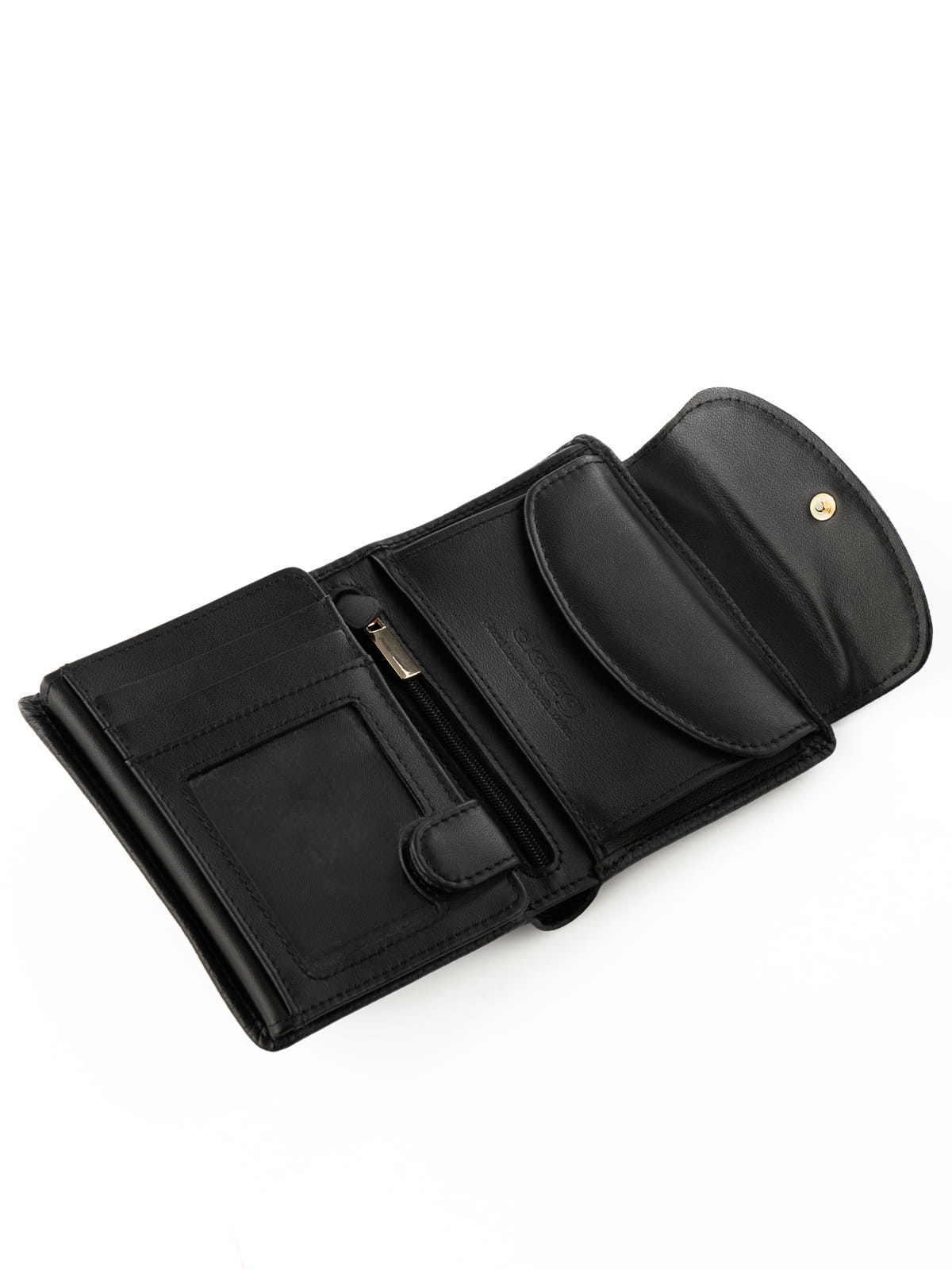 MELANIE czarny groszek skórzany portfel damski