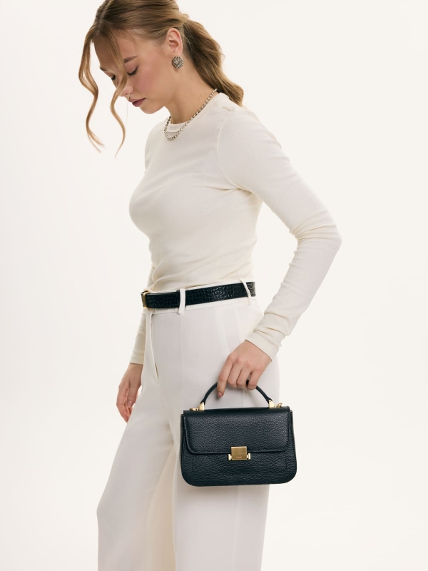 CYNTHIA czarna groszek mała skórzana torebka damska.jpg