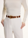 INES koniak pasek skórzany damski do spodni z klamrą