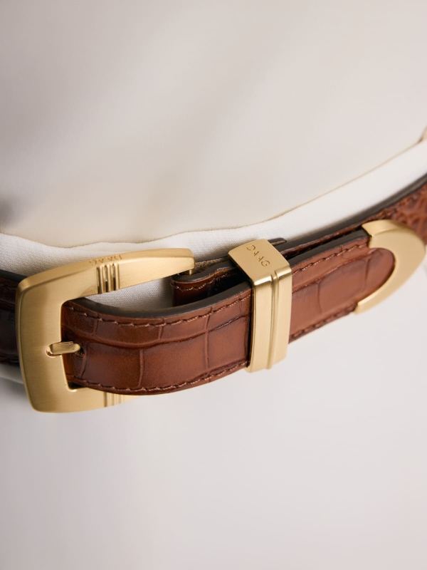 INES koniak croco pasek skórzany damski do spodni z klamrą.jpg