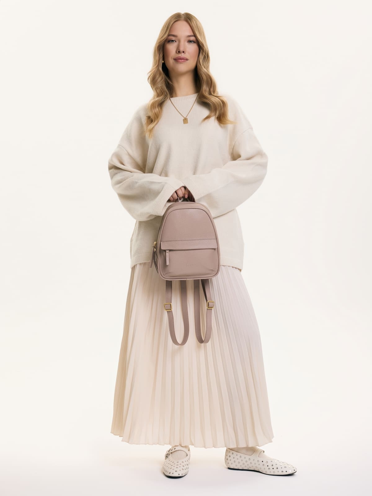 POLLY blady róż skórzany plecak damski miejski.jpg