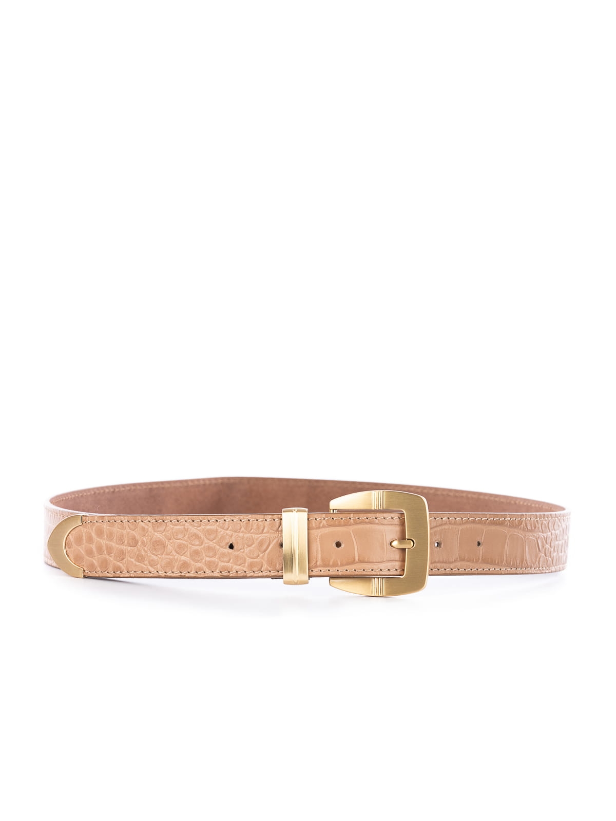 INES beżowy pasek skóra naturalna damski do spodni z klamrą.JPG