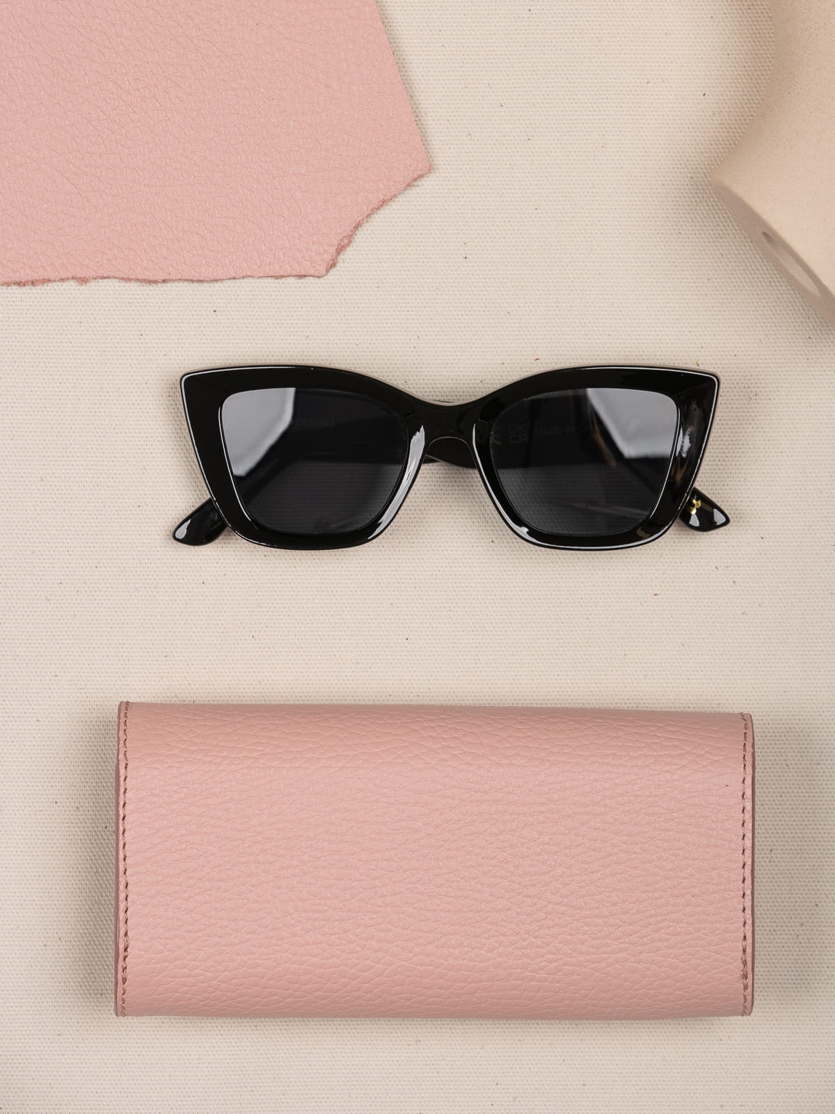 DALIA jansny róż groszek etui na okulary skórzany damski futerał.JPG