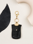 CHARMS saszetka czarna skórzany breloczek