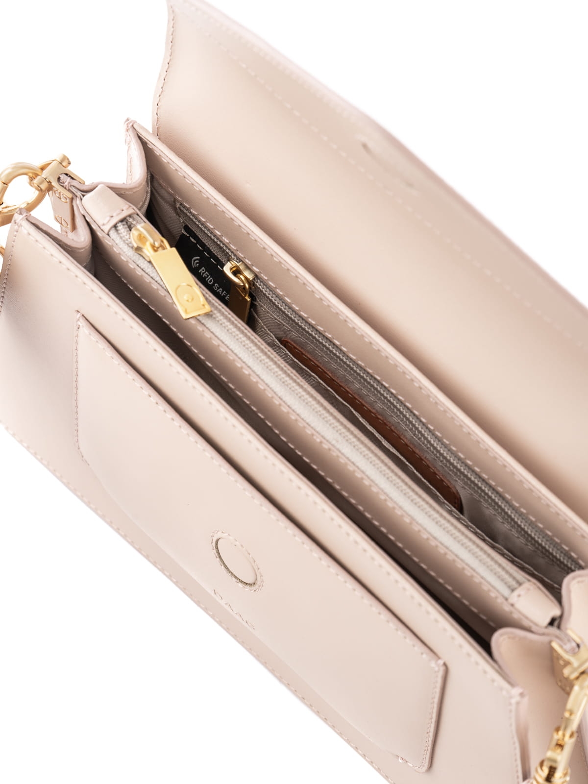 KIMMI pudrowa skórzana damska torebka listonoszka na ramię lamakeupebella.JPG