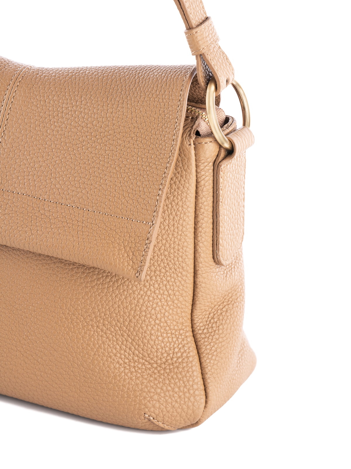 MARRONE ciemny beż groszek skórzana torebka listonoszka damska .JPG