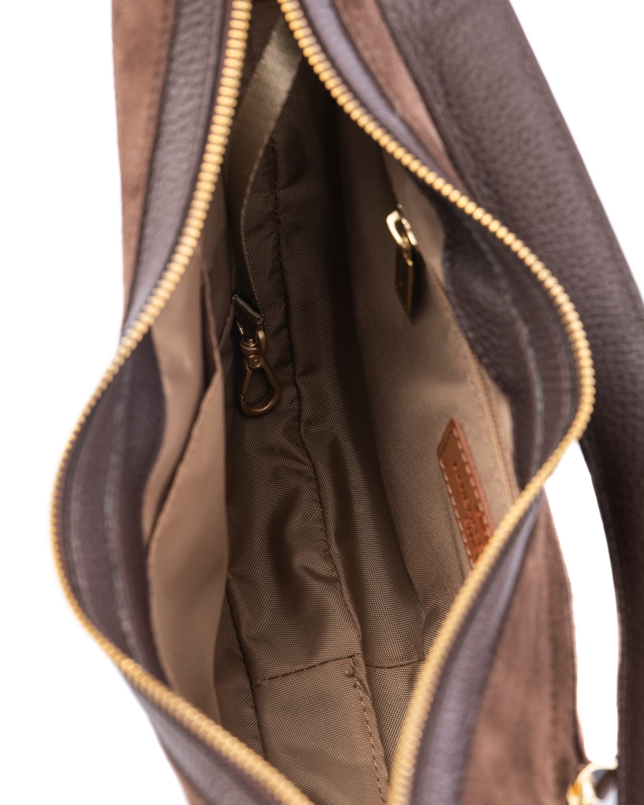 LUA zamsz czekoladowa skórzana torebka damska listonoszka torba na ramię.JPG