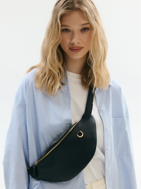 NERLA czarna skórzana damska nerka saszetka torebka.jpg