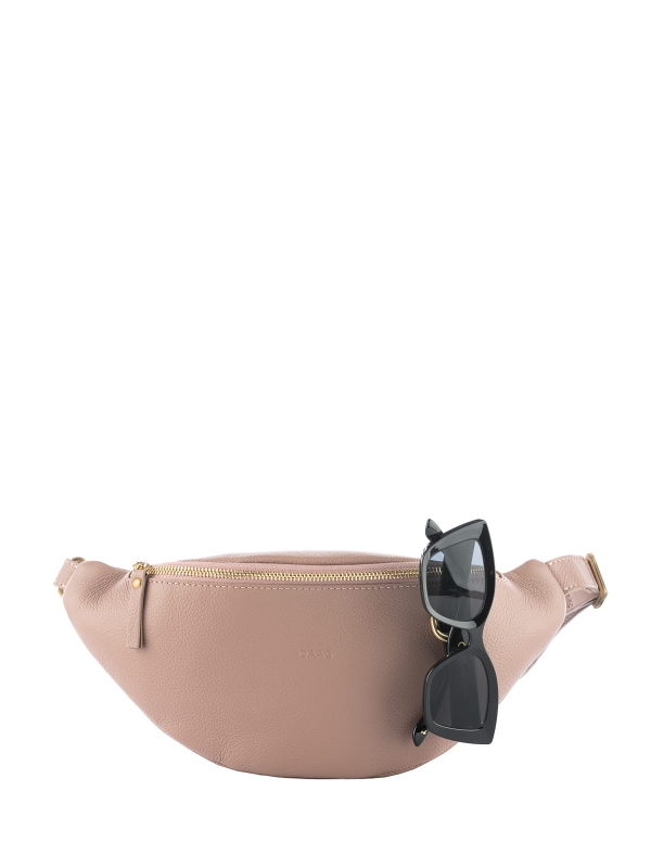 NERLA pudrowy róż skórzana damska nerka saszetka torebka.JPG