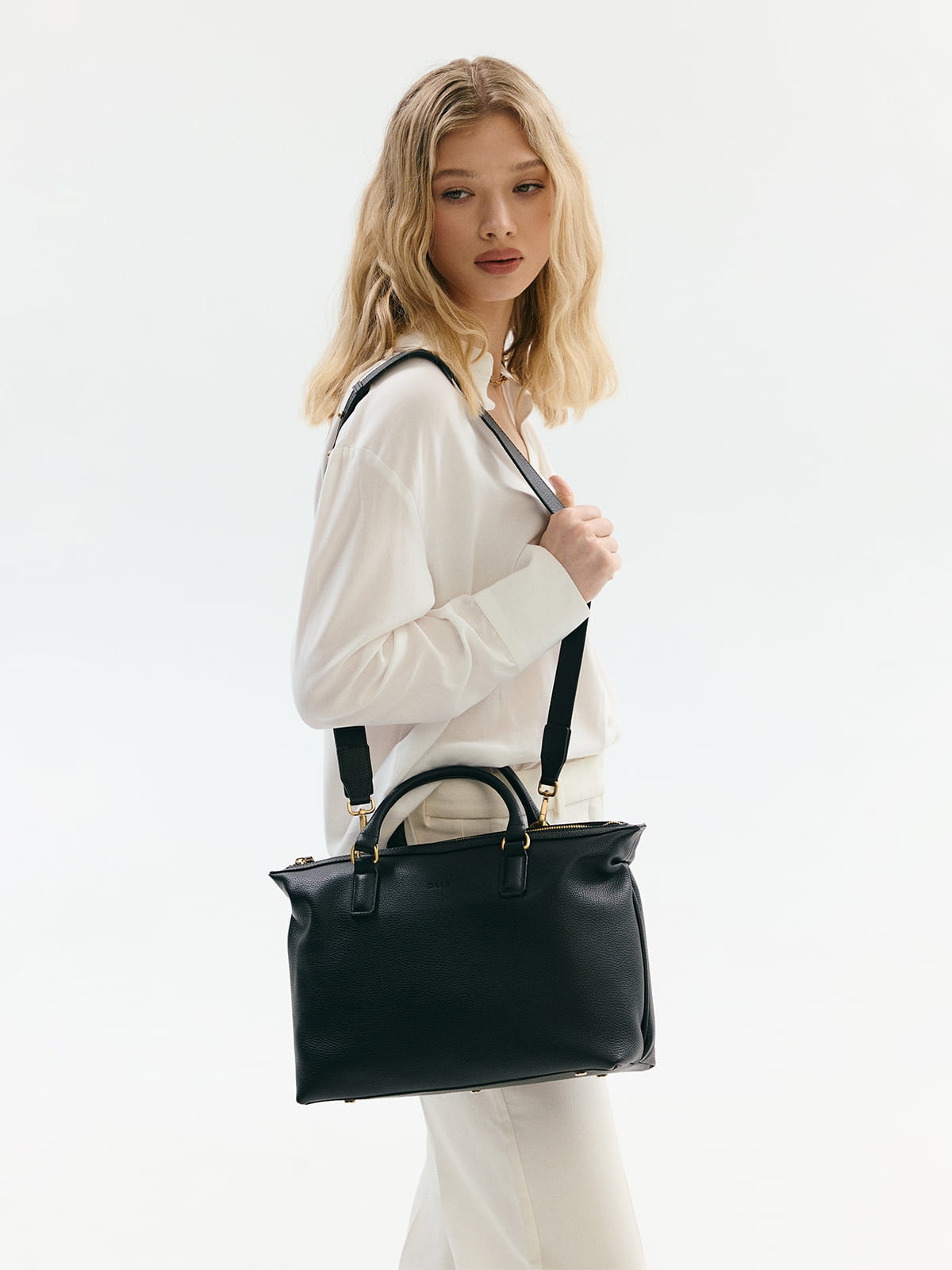 PEONY czarny groszek duża skórzana torba shopper damska shopperka.jpg