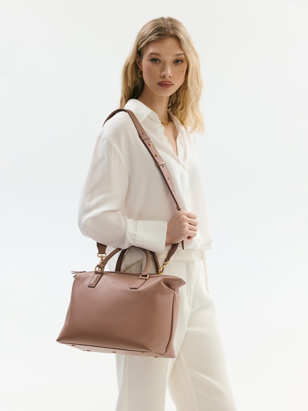 PEONY pudrowy róż duża skórzana torba shopper damska shopperka.jpg