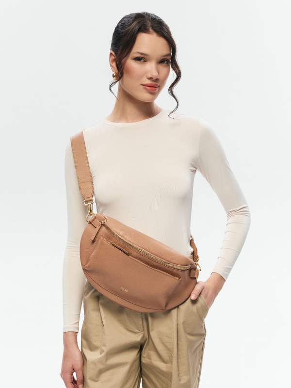 LARISSA XL beżowa duża nerka damska saszetka torebka skórzana.jpg