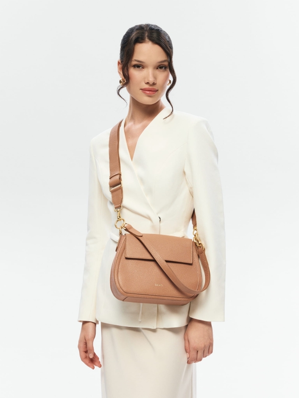 Olivia beżowa latte duża skórzana torebka damska listonoszka torba na ramię beż.jpg