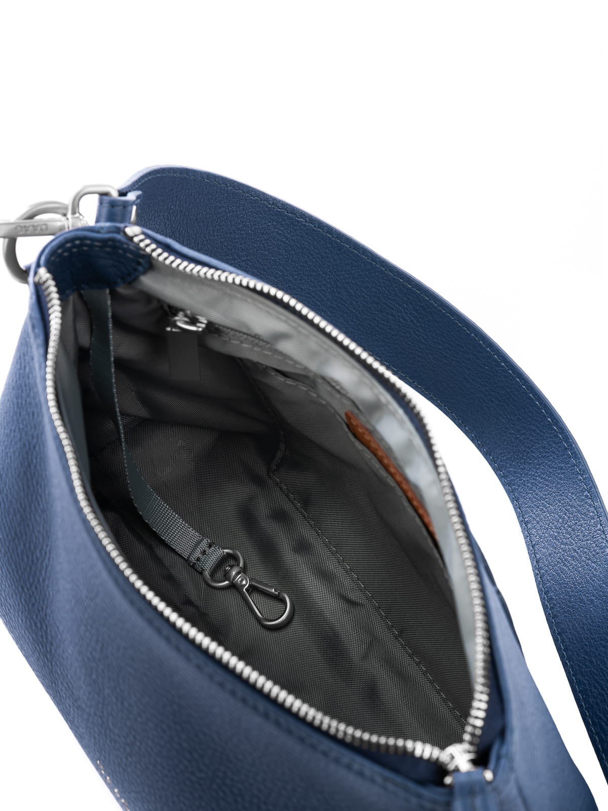 CLAUDIA granatowa skórzana torebka damska duża listonoszka srebrne elementy.JPG