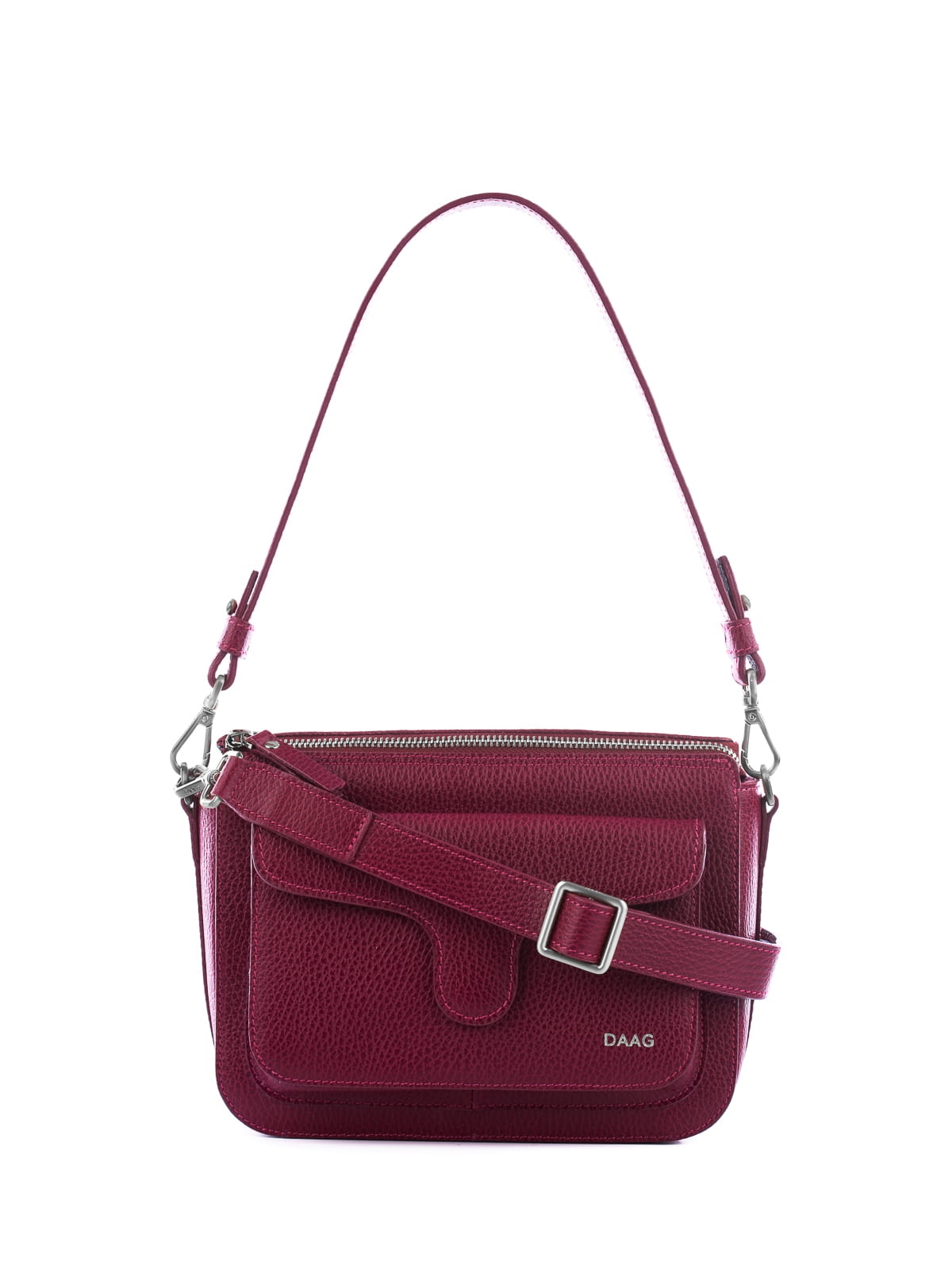 MINI MARLOTTE jasnobordowa skórzana torebka damska listonoszka torba na ramię srebrne elementy.JPG