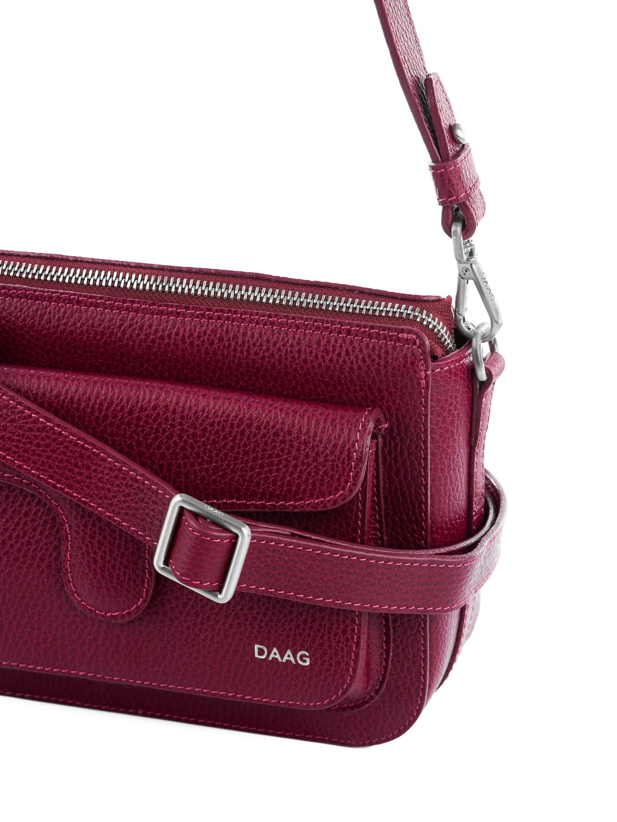 MINI MARLOTTE jasnobordowa skórzana torebka listonoszka torba na ramię srebrne elementy.JPG