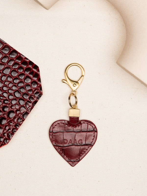CHARMS serce bordowy croco skórzany breloczek  .JPG