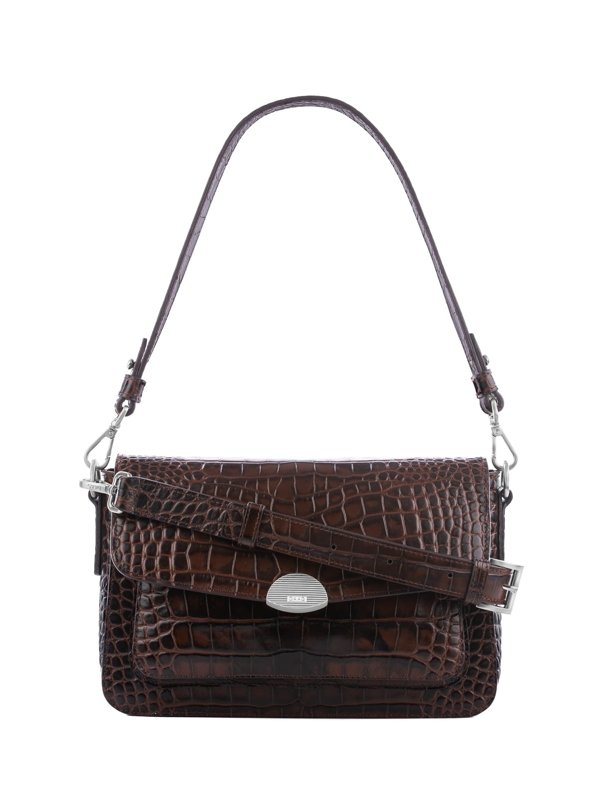 LYNETTE brązowa skórzana torebka damska srebrne elementy .JPG