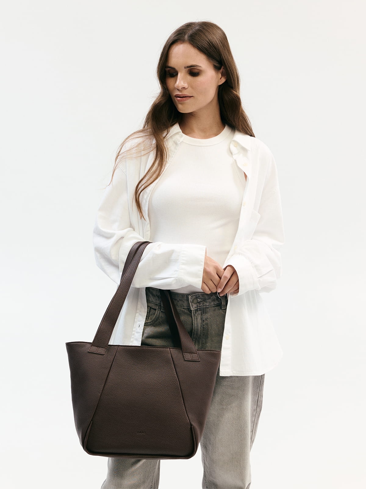 MARCELLA czekoladowa skórzana torba shopper damska shopperka.JPG