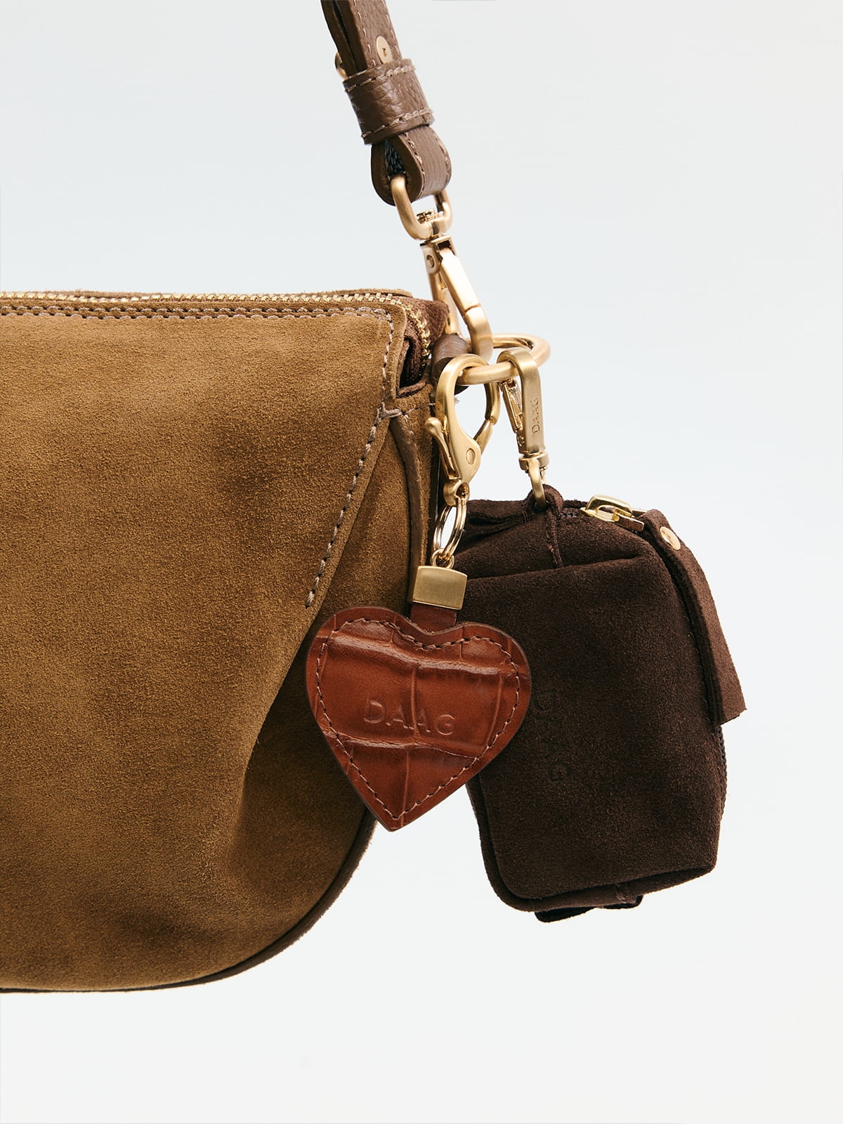 PENELOPE zamsz khaki skórzana torebka damska listonoszka torba na ramię