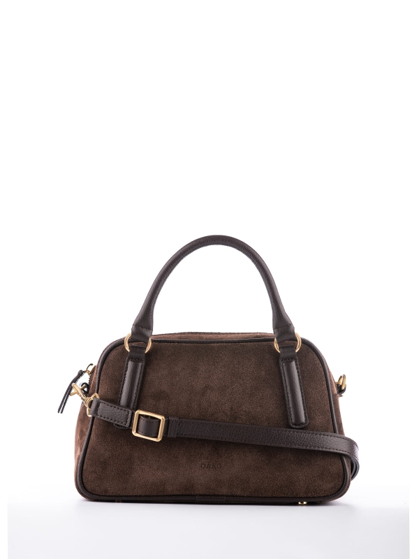 MINI CASSIE zamsz czekoladowy skórzana torebka damska listonoszka torba na ramię.jpg