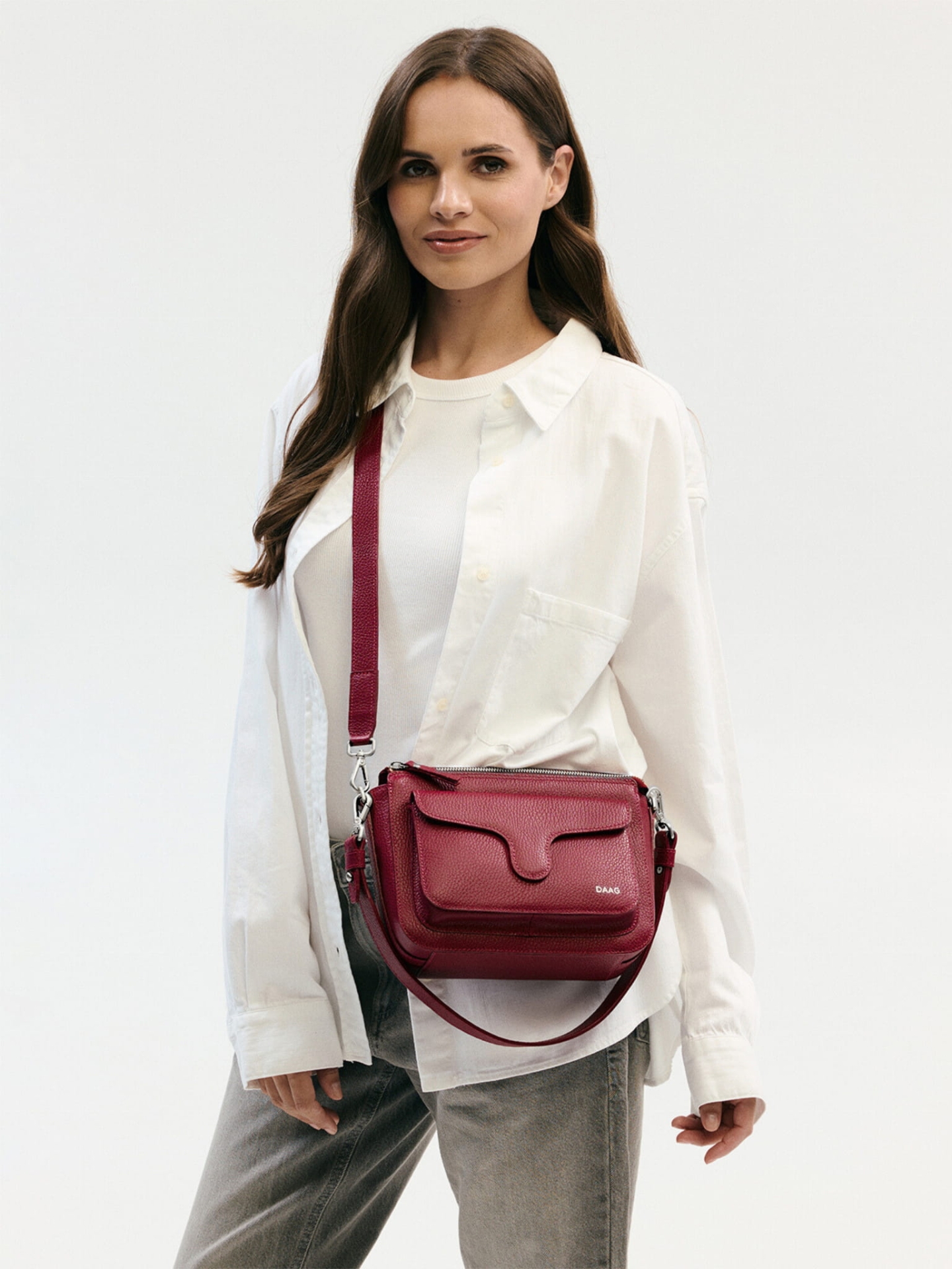 MINI MARLOTTE jasnobordowa skórzana torebka damska listonoszka torba na ramię srebrne elementy.jpg