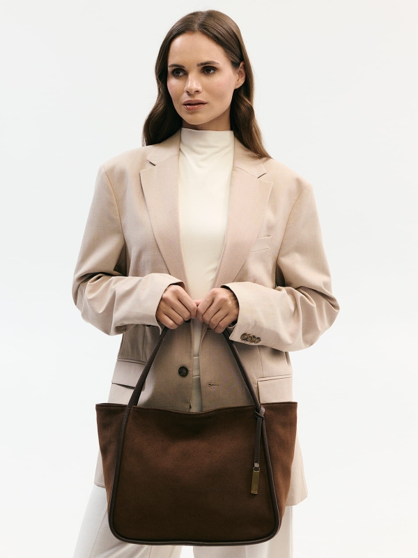 GULIETTA zamsz czekoladowa skórzana torba shopper damska shopperka.jpg