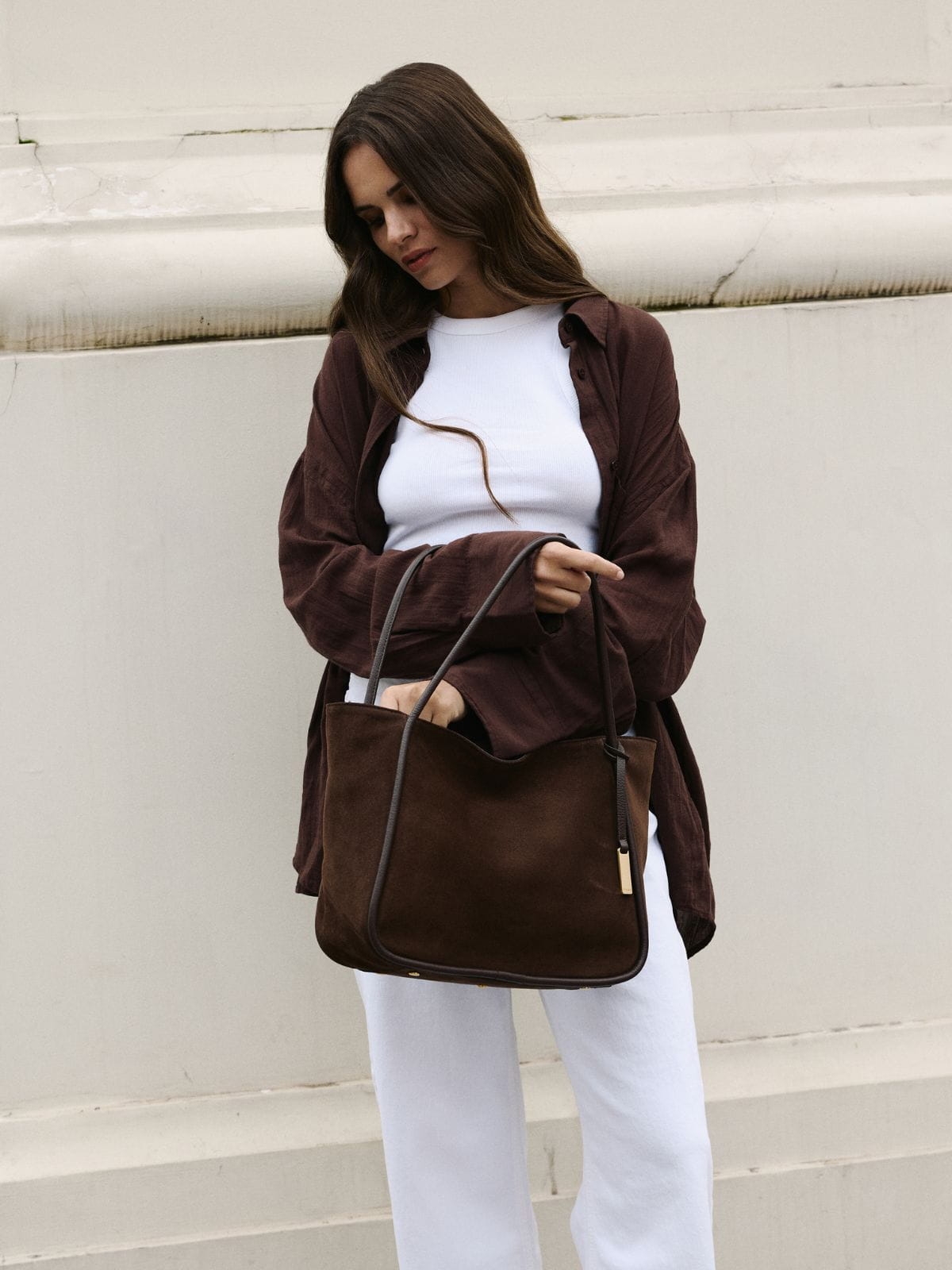 GULIETTA zamsz czekoladowa skórzana torba shopper damska shopperka.jpg