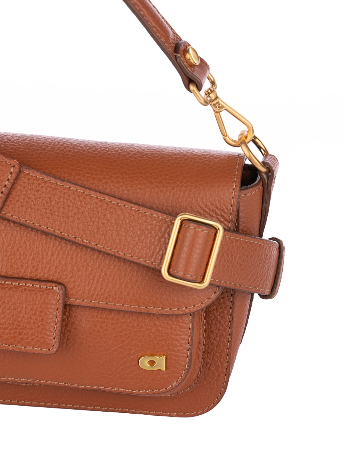 MINI MADELINE koniak groszek skórzana mała torebka damska na ramię.JPG