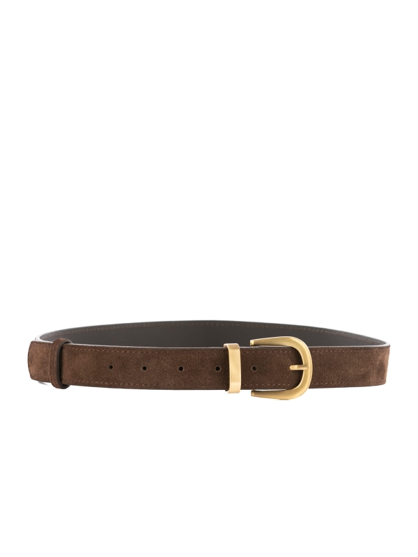 ELSA pasek czekoladowy zamsz skórzany damski do spodni z klamrą.jpg