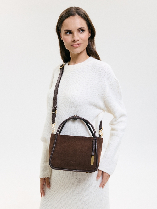 MINI GULIETTA zamsz czekoladowy skórzana torebka damska listonoszka torba na ramię.jpg