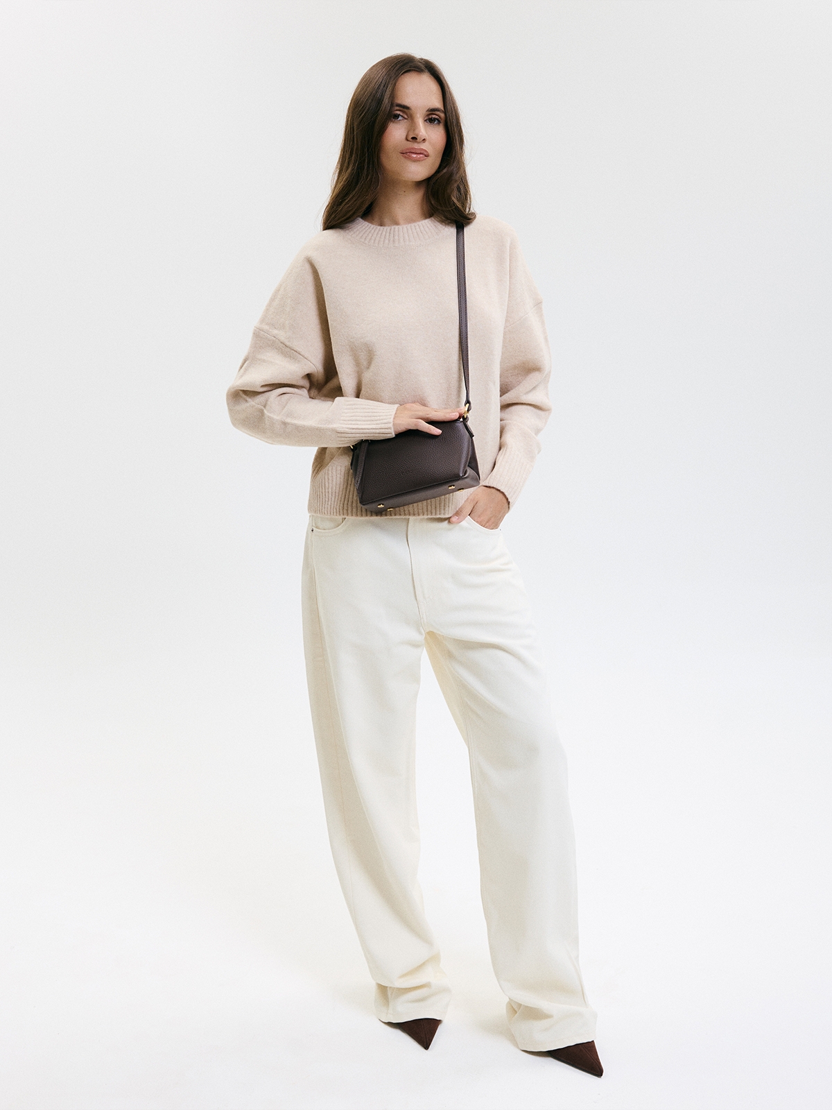 MINI CLAUDIA czekoladowy groszek skórzana torebka damska mała.jpg