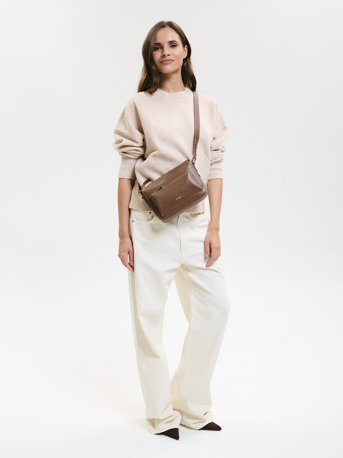 SOPHIE taupe groszek skórzana torebka damska listonoszka.jpg