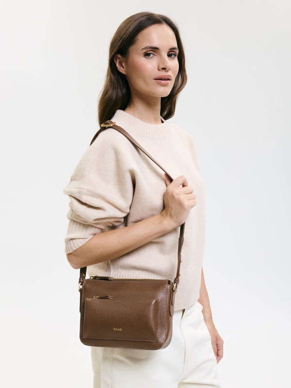 SOPHIE taupe groszek skórzana torebka damska listonoszka.jpg