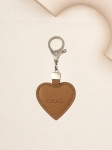 CHARMS serce beżowy skórzany breloczek srebrne elementy