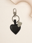 BRELOCZEK serce czarny do kluczy skórzany srebrne elementy