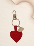 BRELOCZEK serce czerwony do kluczy skórzany srebrne elementy