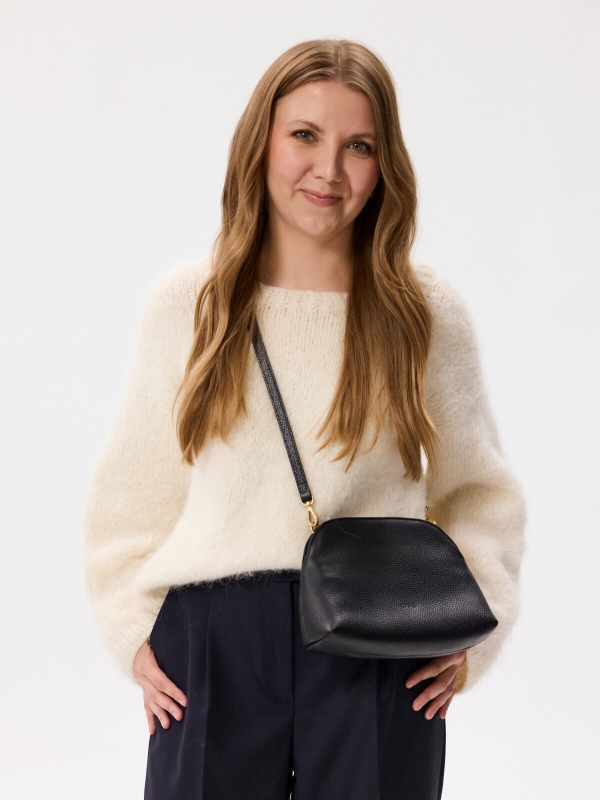 NINA czarny groszek skórzana torebka damska listonoszka torba na ramię somethingwhite.jpg