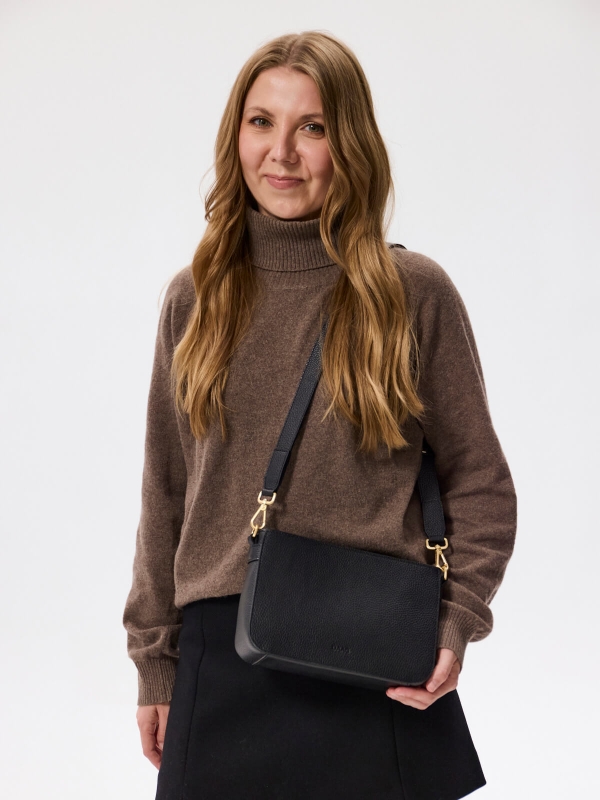 DORA czarna groszek skórzana torebka damska listonoszka torba na ramię somethingwhite.jpg