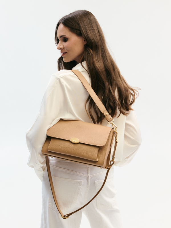 ISMENE beżowa latte groszek skórzana torebka damska.jpg