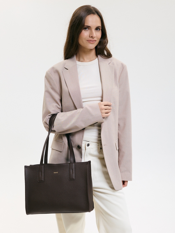 MINI HERMIONA czekoladowa skórzana torba shopper damska shopperka.jpg