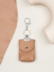 CHARMS saszetka beżowa skórzany breloczek srebrne elementy